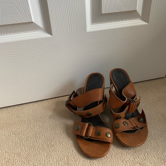 Brown leather sandal heels - Picture 4 of 6